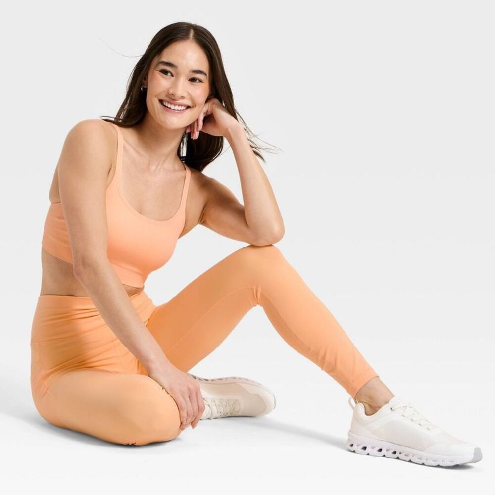 Women's Super Flex High-Rise 7/8 Pocketed Leggings -  AER55 Melon Orange L - Picture 3 of 5